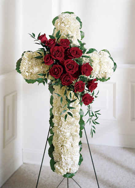 Floral Funeral Cross c2045 | Funeral Flower Arrangements