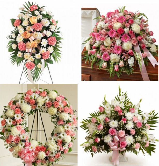 Pink & White Funeral Flower Package c3371 | Funeral Flower