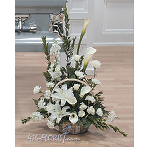 White Funeral Flower Basket c1945 Funeral Flower Arrangements