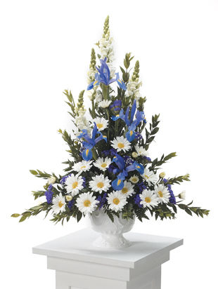 Blue & White Funeral Arrangement