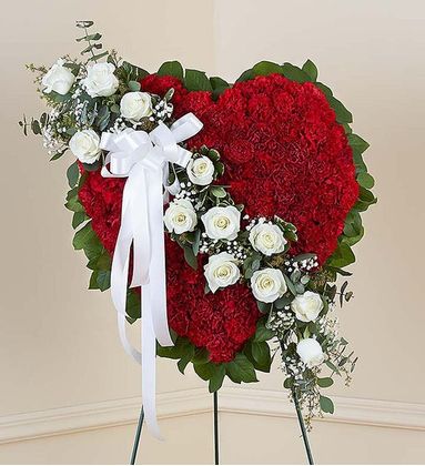 Red Carnation Funeral Flower Cross